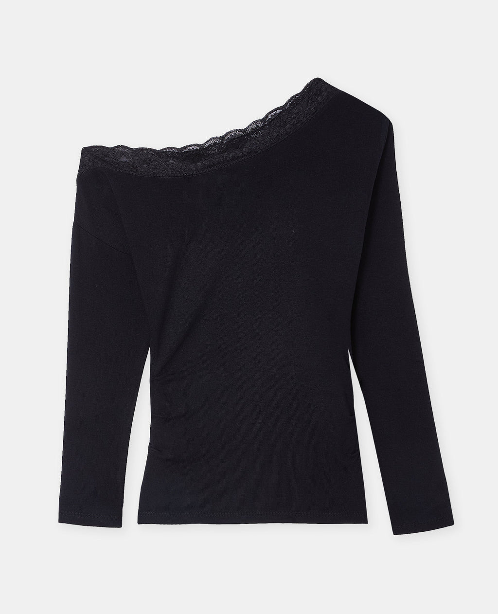 T-shirt asymétrique manches longues avec dentelle