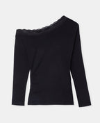T-shirt asymétrique manches longues avec dentelle