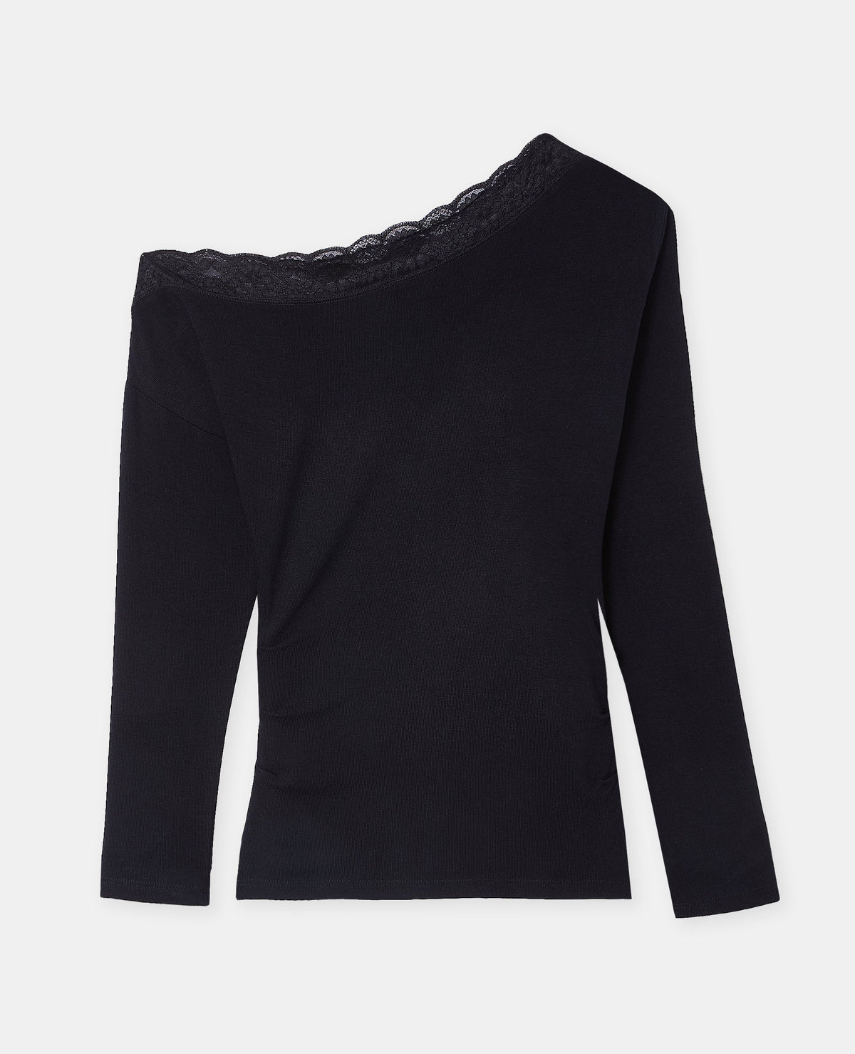 T-shirt asymétrique manches longues avec dentelle