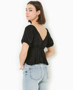 Blouse encolure V avec nœud