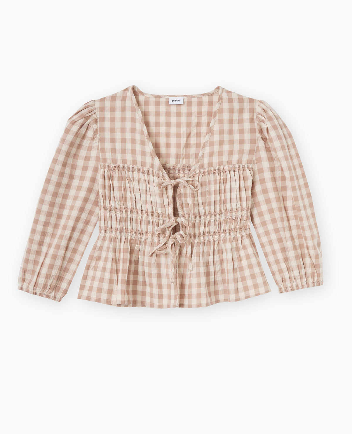 Blouse avec smocks et nouettes motif vichy