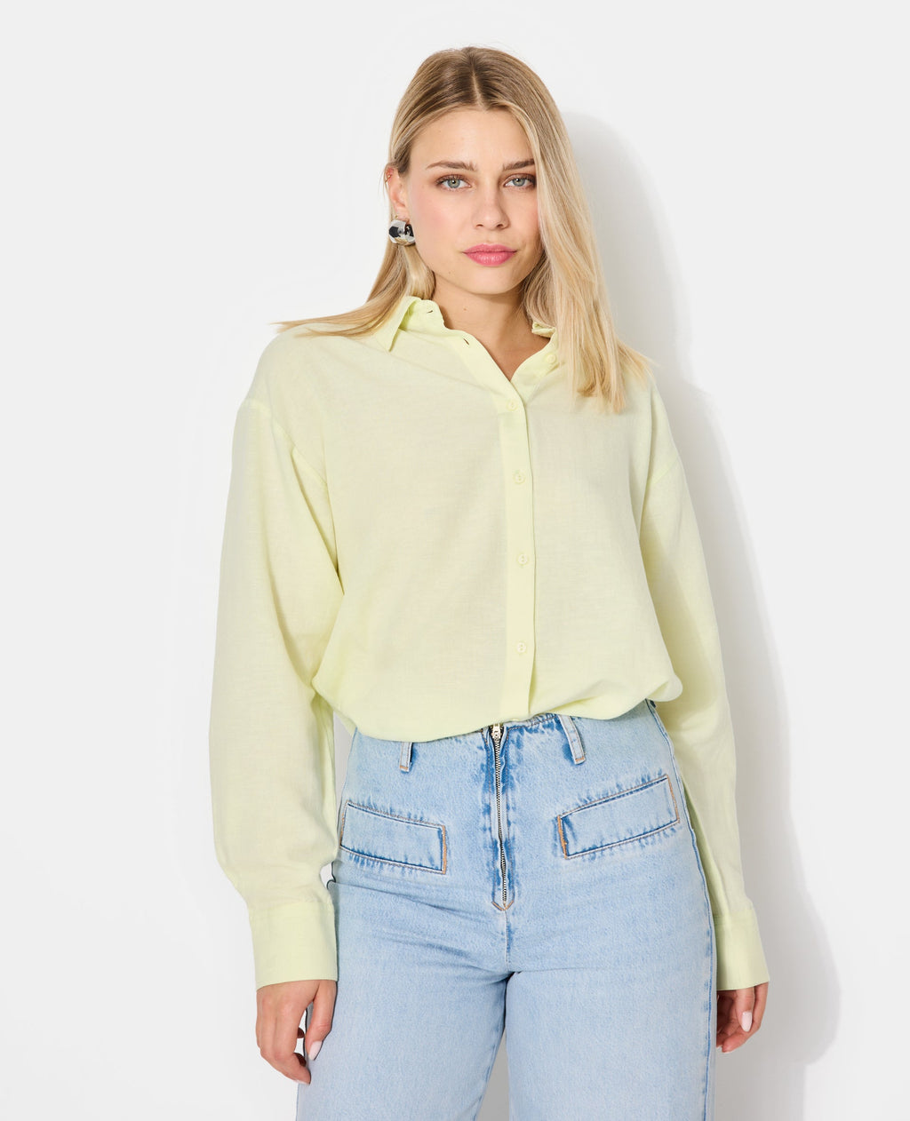 Chemise oversize avec lin motif rayures