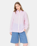 Chemise oversize rayée avec lin