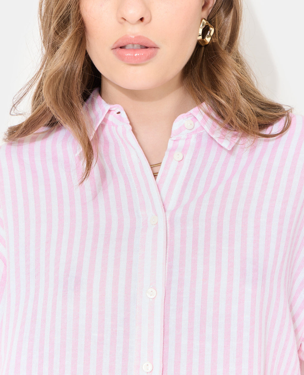 Chemise oversize rayée avec lin
