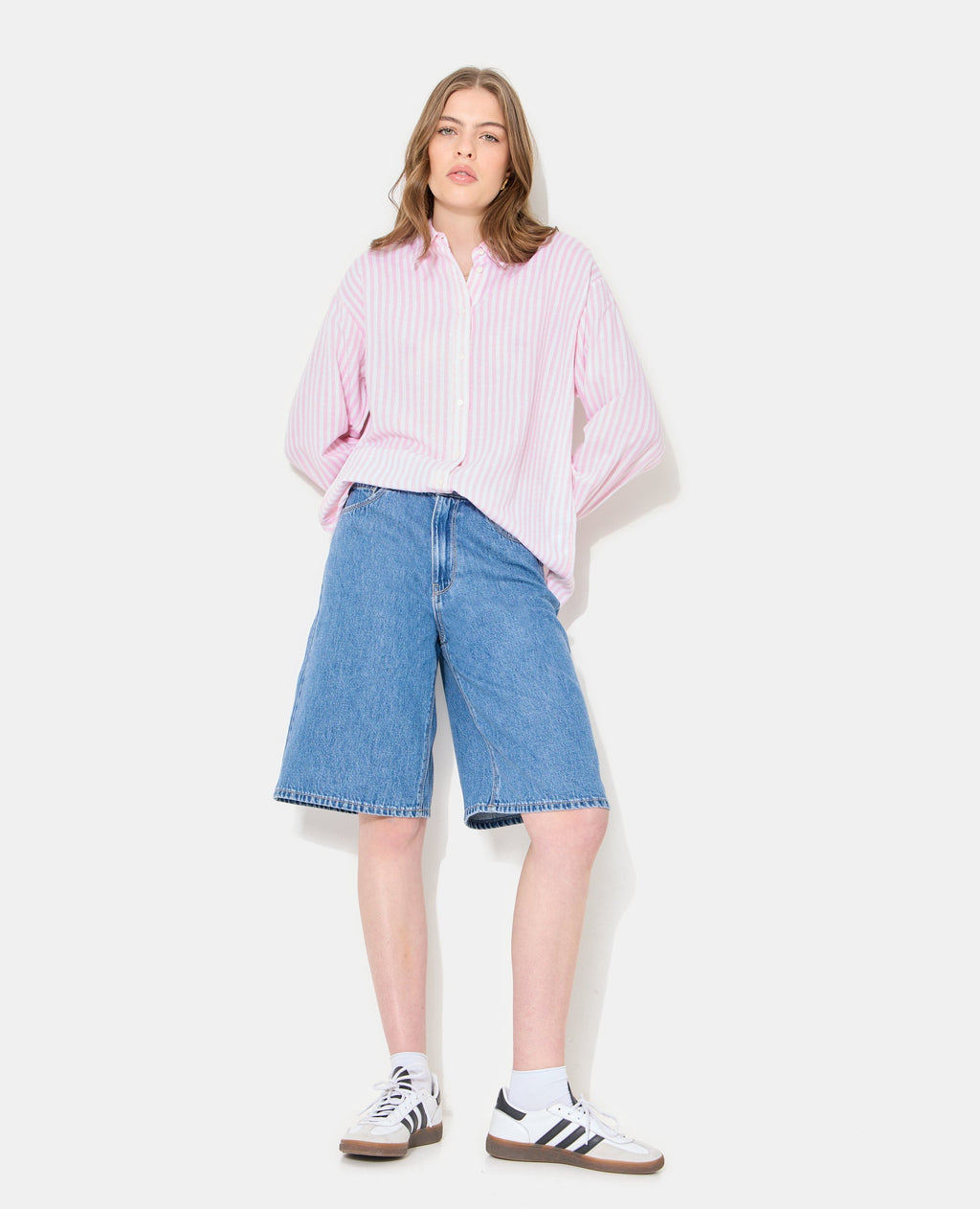 Chemise oversize rayée avec lin