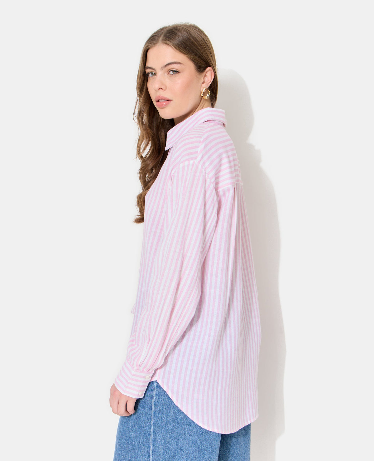 Chemise oversize rayée avec lin