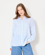Chemise oversize rayée avec lin