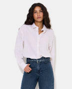 Chemise oversize avec lin motif rayures