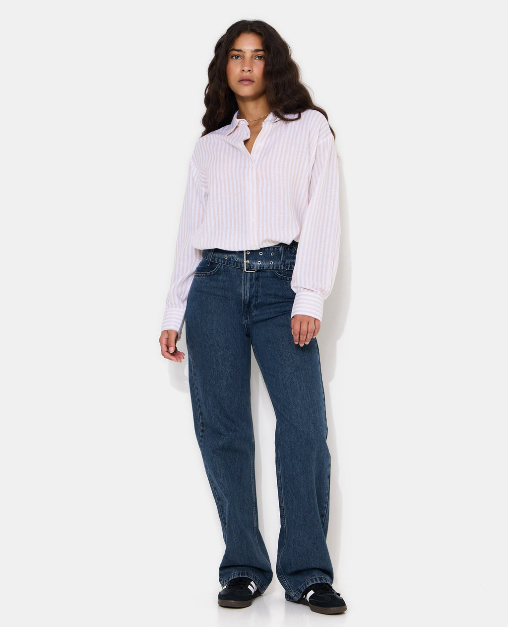 Chemise oversize avec lin motif rayures