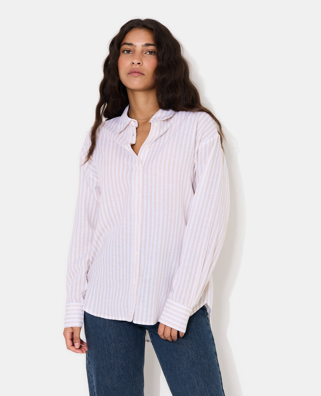 Chemise oversize avec lin motif rayures