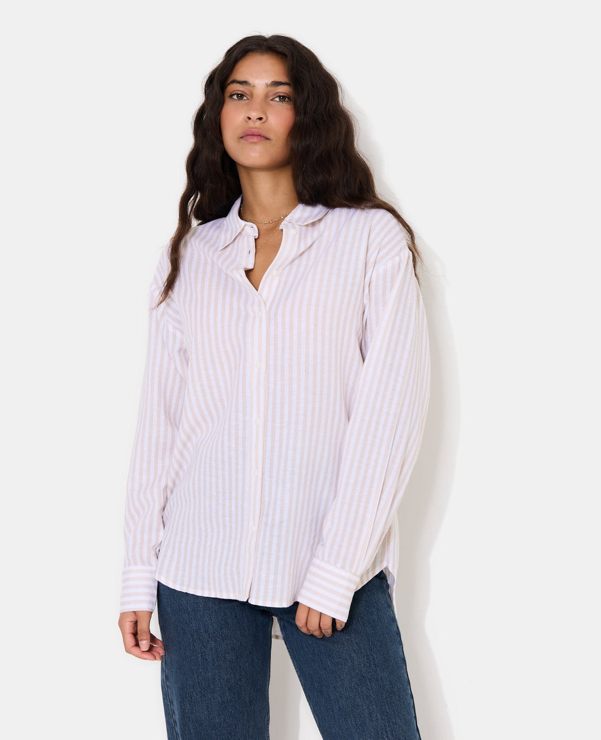 Chemise oversize avec lin motif rayures