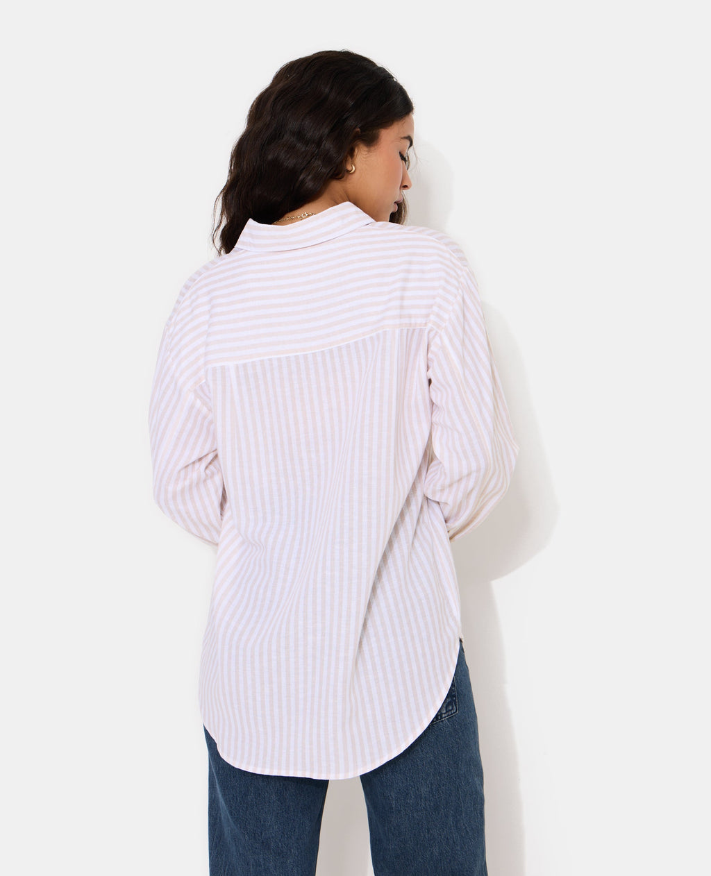 Chemise oversize avec lin motif rayures