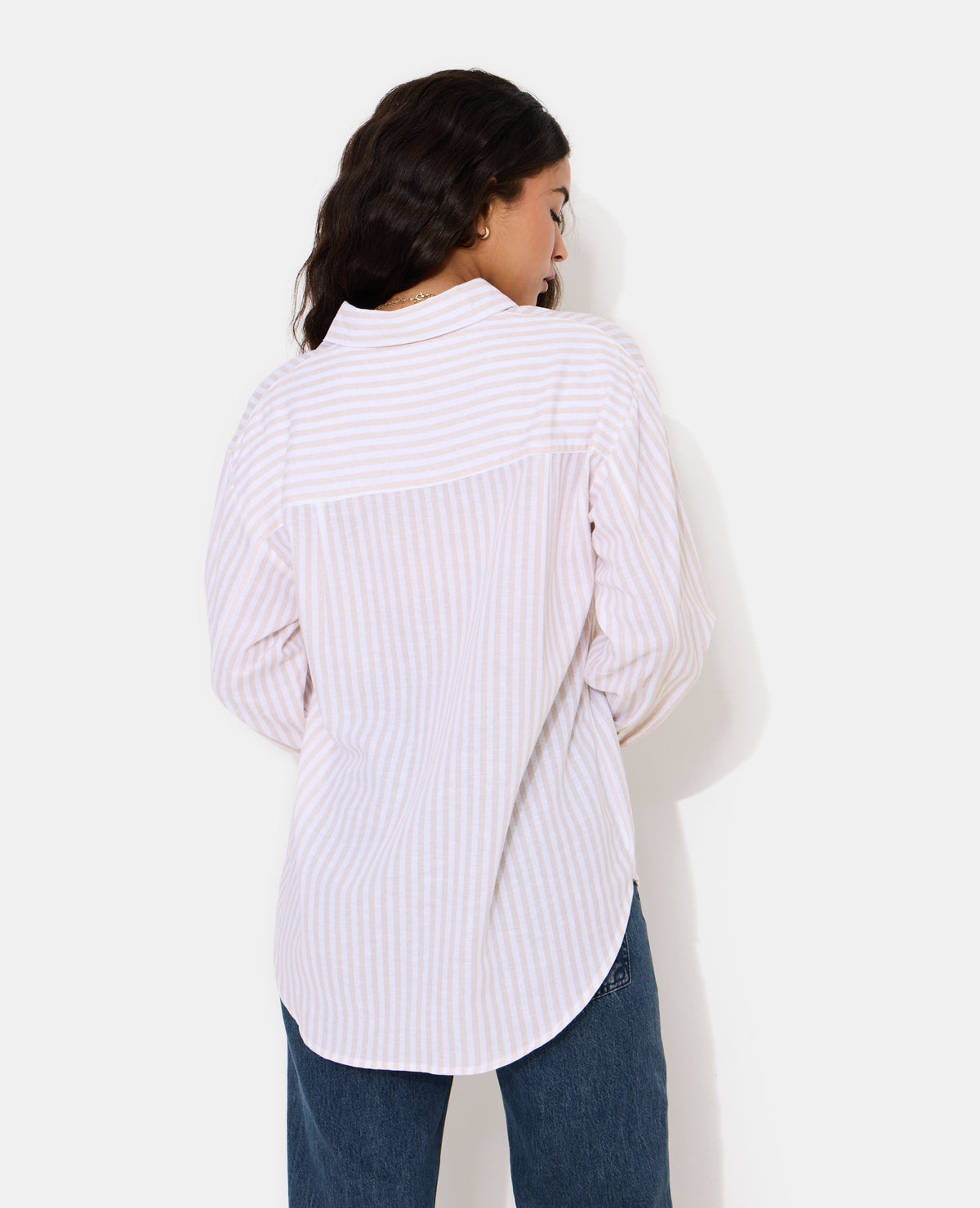 Chemise oversize avec lin motif rayures