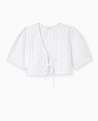 Blouse courte rayée avec nouettes