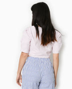 Blouse courte rayée avec nouettes