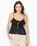 Top à bretelles avec volants et mini sequins