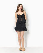 Top à bretelles avec volants et mini sequins