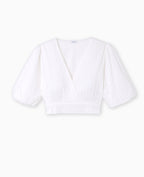 Blouse courte encolure V croisée