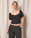 Blouse manches ballons avec finitions croquet