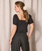 Blouse manches ballons avec finitions croquet