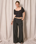 Blouse manches ballons avec finitions croquet