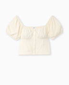 Blouse manches ballons avec finitions croquet