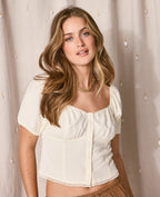 Blouse manches ballons avec finitions croquet
