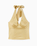 Top dos-nu en satin motif pois