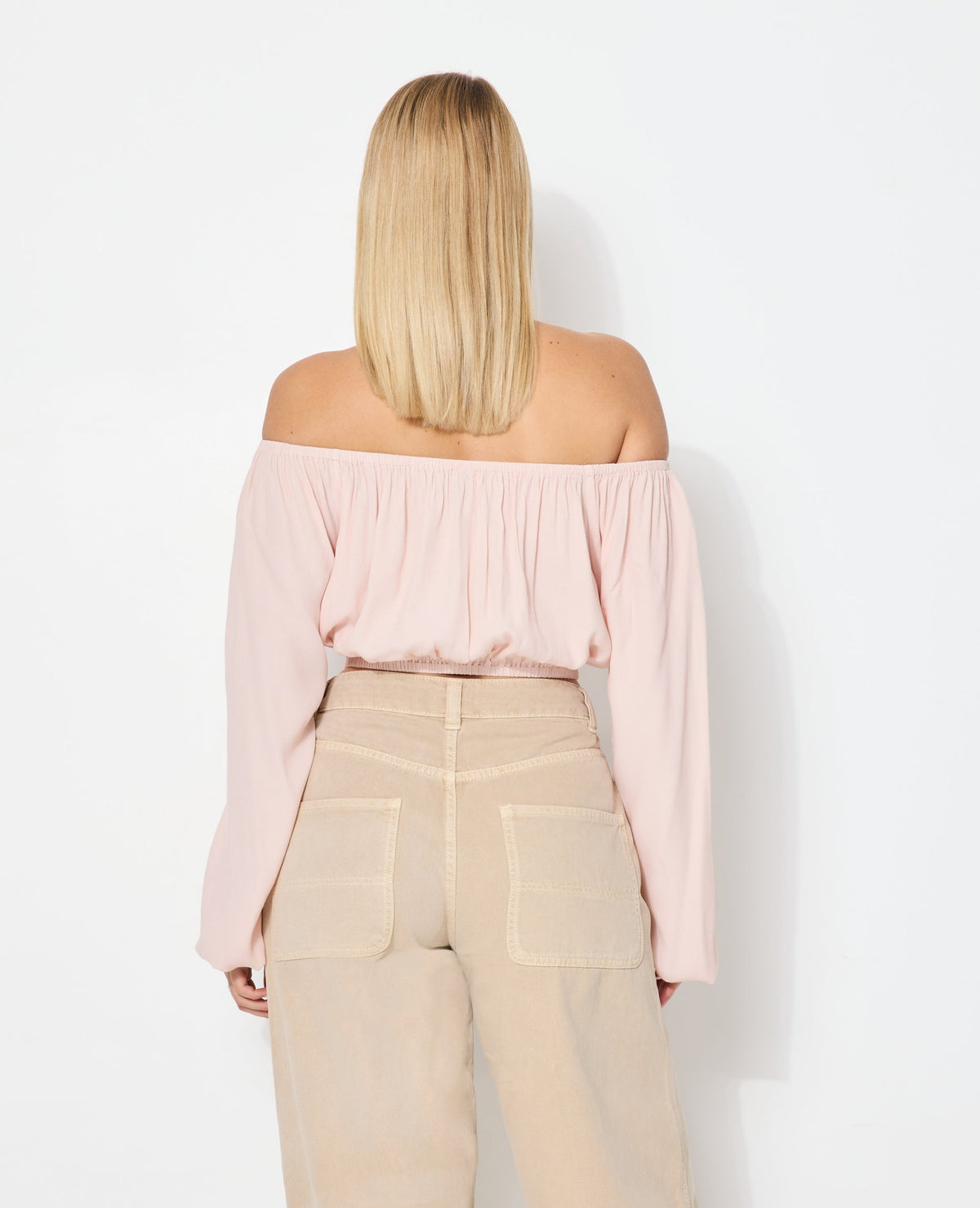 Blouse courte encolure Bardot