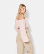 Blouse courte encolure Bardot