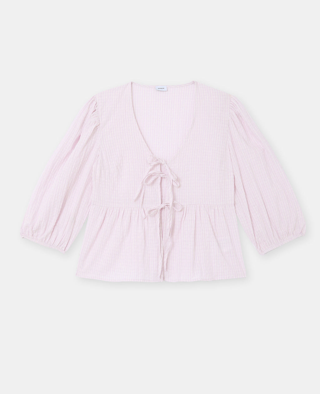 Blouse rayée avec nouettes et manches ballons