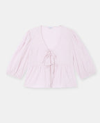 Blouse rayée avec nouettes et manches ballons