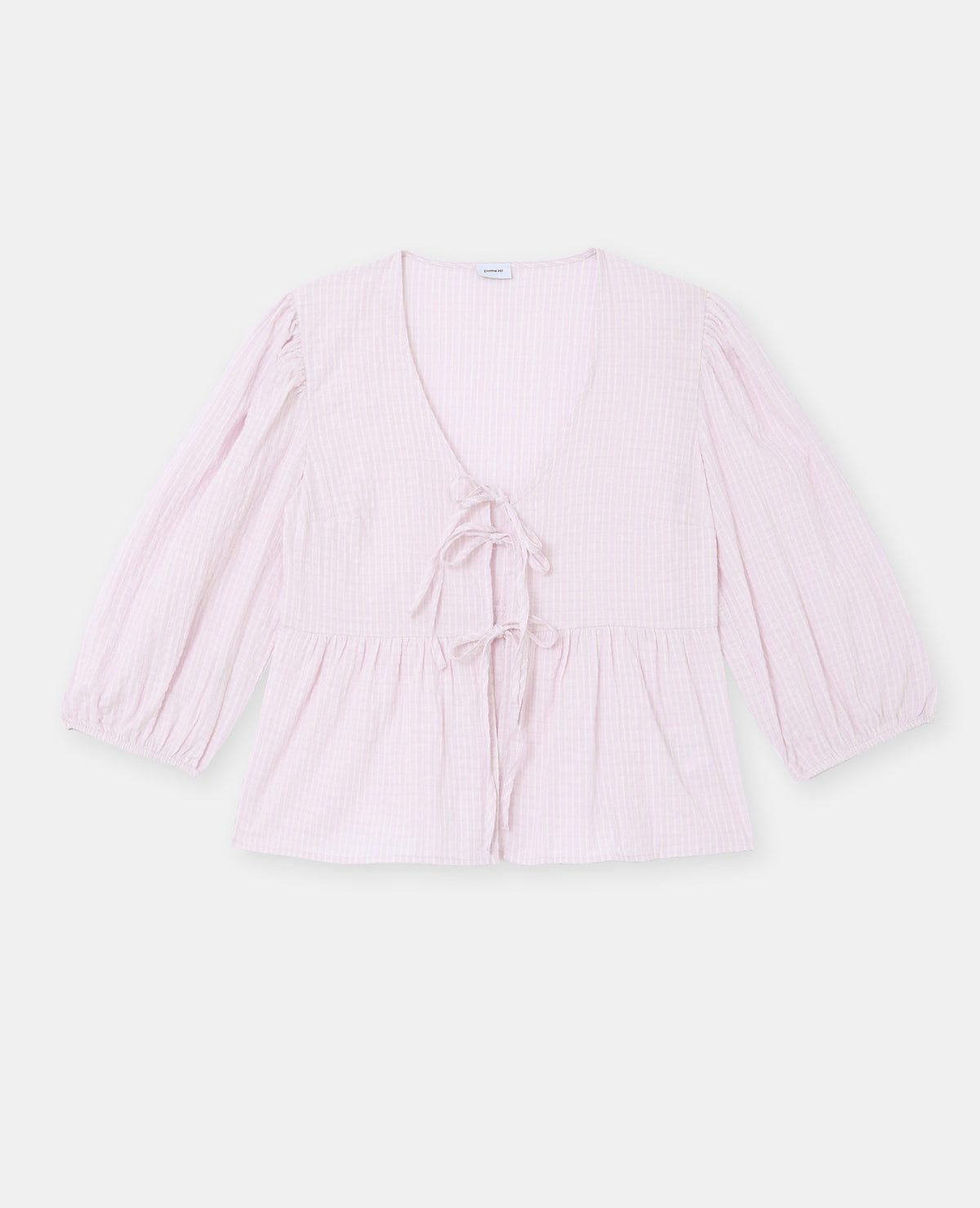 Blouse rayée avec nouettes et manches ballons