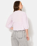 Blouse rayée avec nouettes et manches ballons