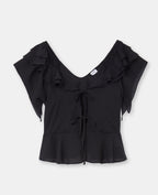 Blouse en voile avec volants et nouettes