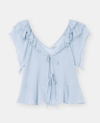 Blouse en voile avec volants et nouettes