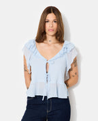 Blouse en voile avec volants et nouettes