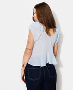 Blouse en voile avec volants et nouettes