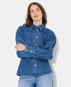 Chemise en jean cintrée avec manches chauve-souris