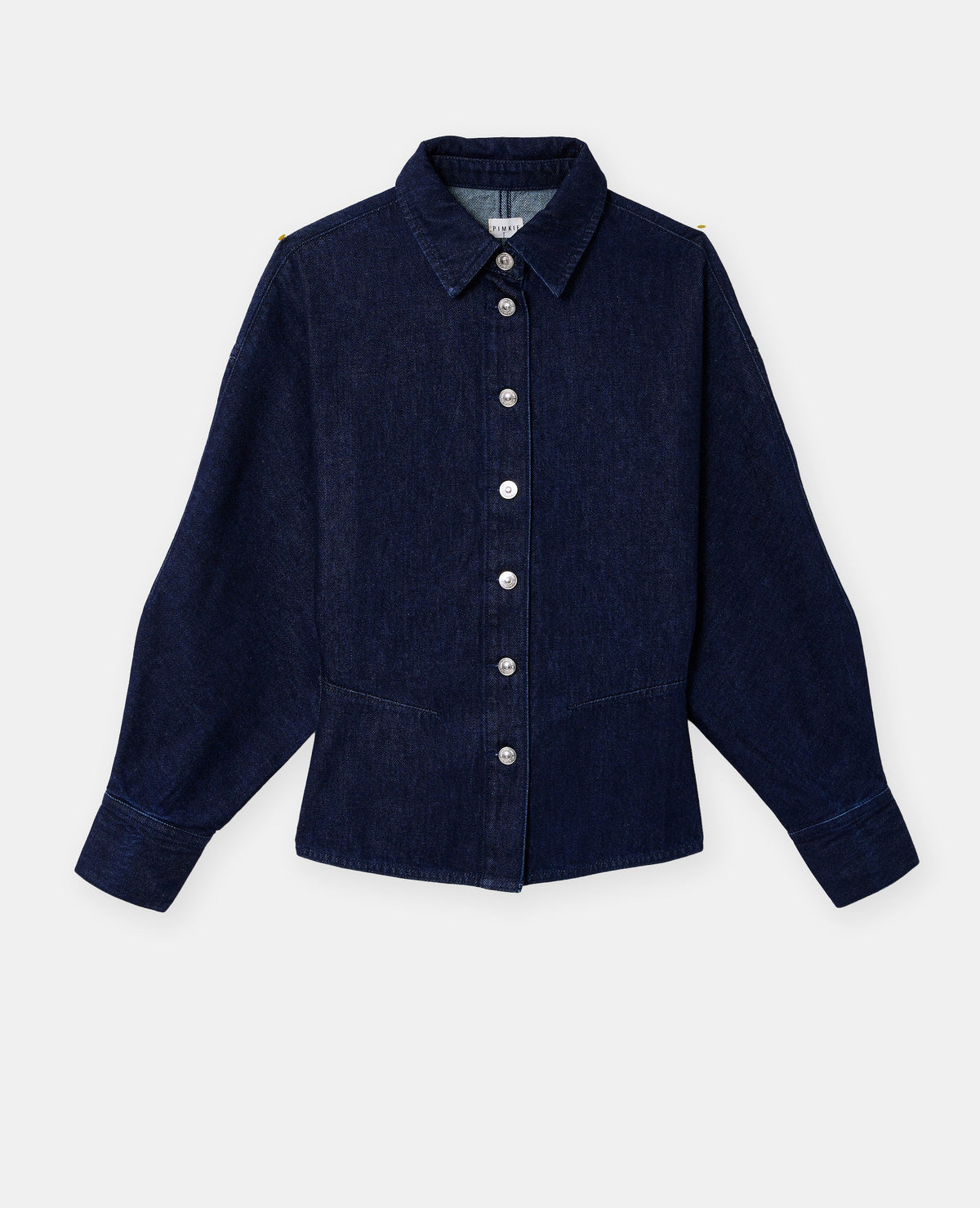 Chemise en jean cintrée avec manches chauve-souris