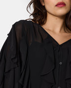 Blouse en voile avec volants et boutons