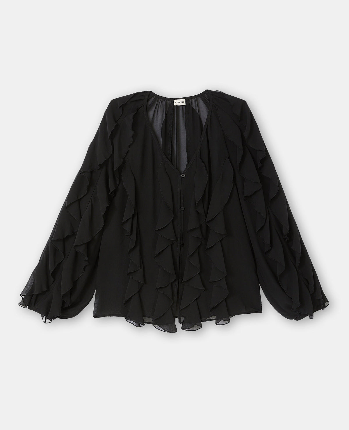 Blouse en voile avec volants et boutons