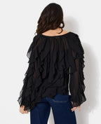 Blouse en voile avec volants et boutons