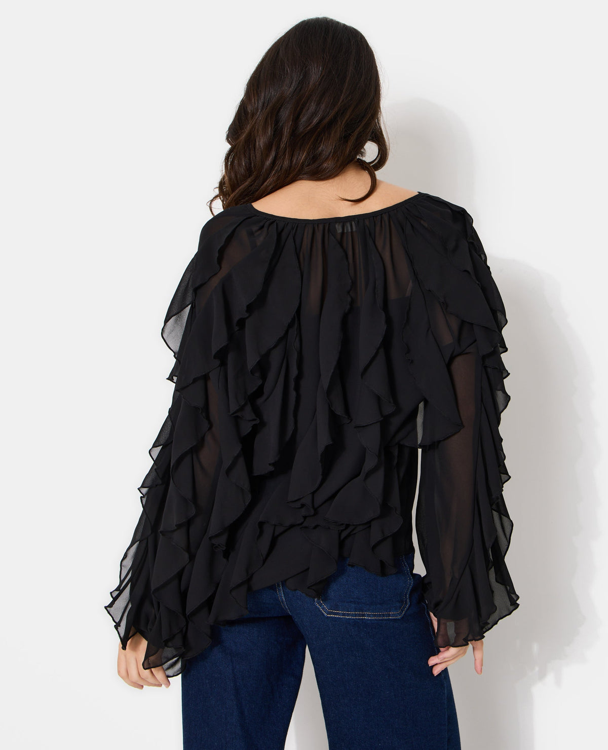 Blouse en voile avec volants et boutons
