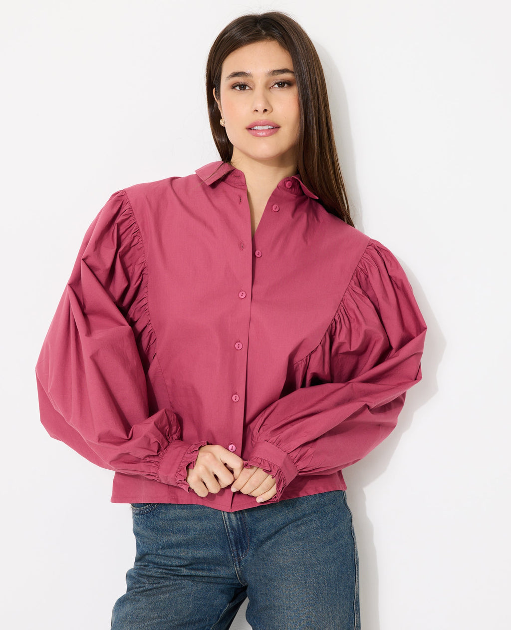 Chemise avec fronces et manches chauve-souris
