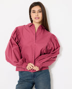 Chemise avec fronces et manches chauve-souris