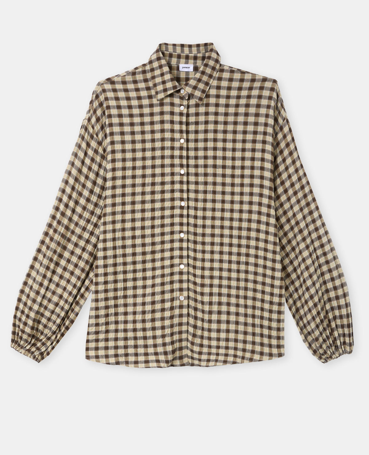 Chemise oversize en tissu gaufré motif carreaux