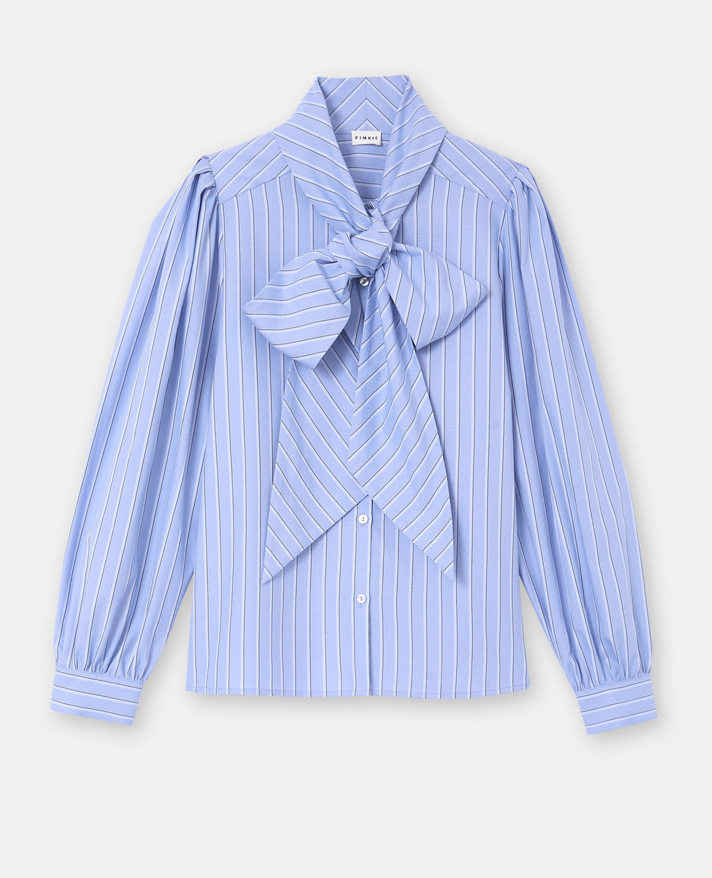 Chemise rayée col lavalière avec manches ballons