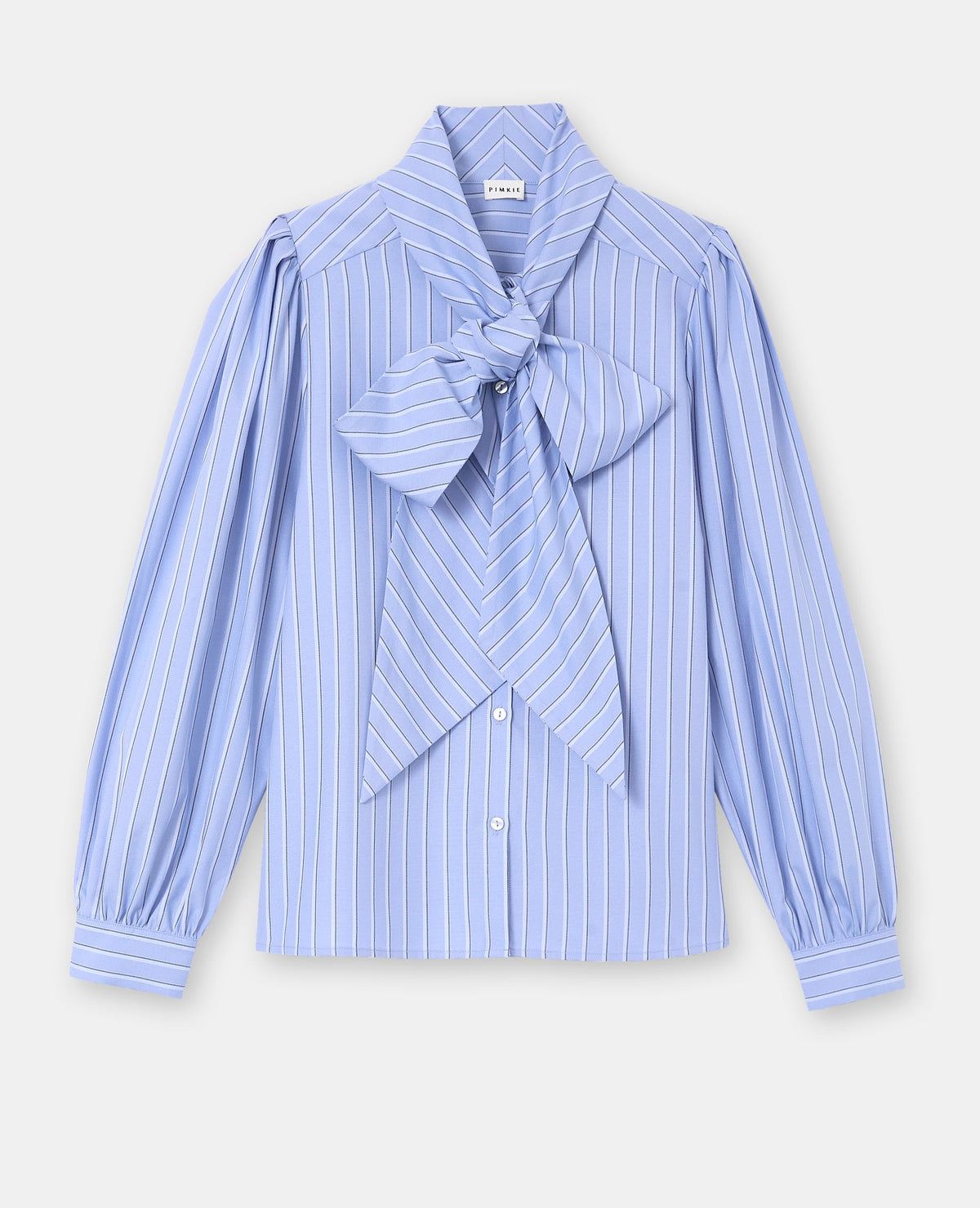 Chemise rayée col lavalière avec manches ballons