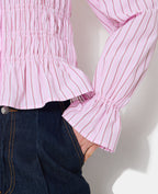 Chemise smockée et rayé avec manches ballons